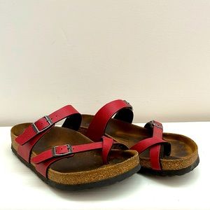 Red Toe Strap Mayfari Birkenstock Sandals size 38